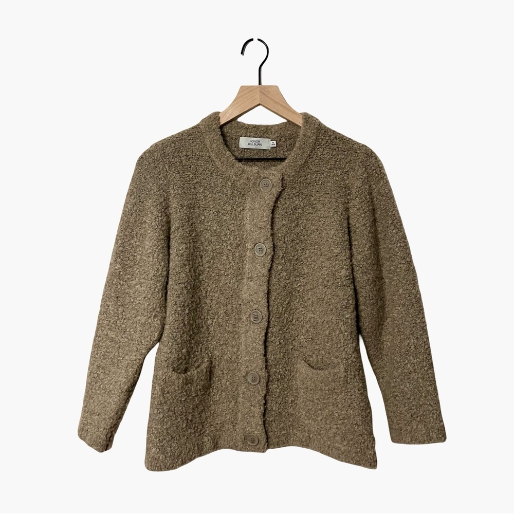Honor Millburn Bouclé Button-Up Cardigan Sweater - Taupe / Beige - Women’s M